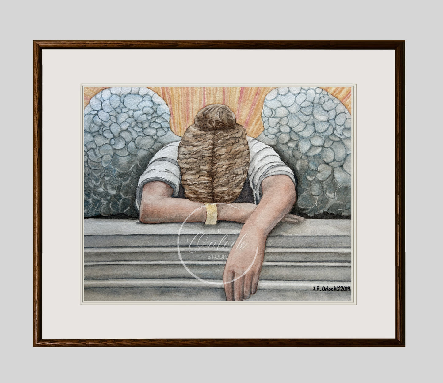 Print, Lament of the Guardian, Open Edition from an original painting, angel statue, see separate listing if purchasing the digital version