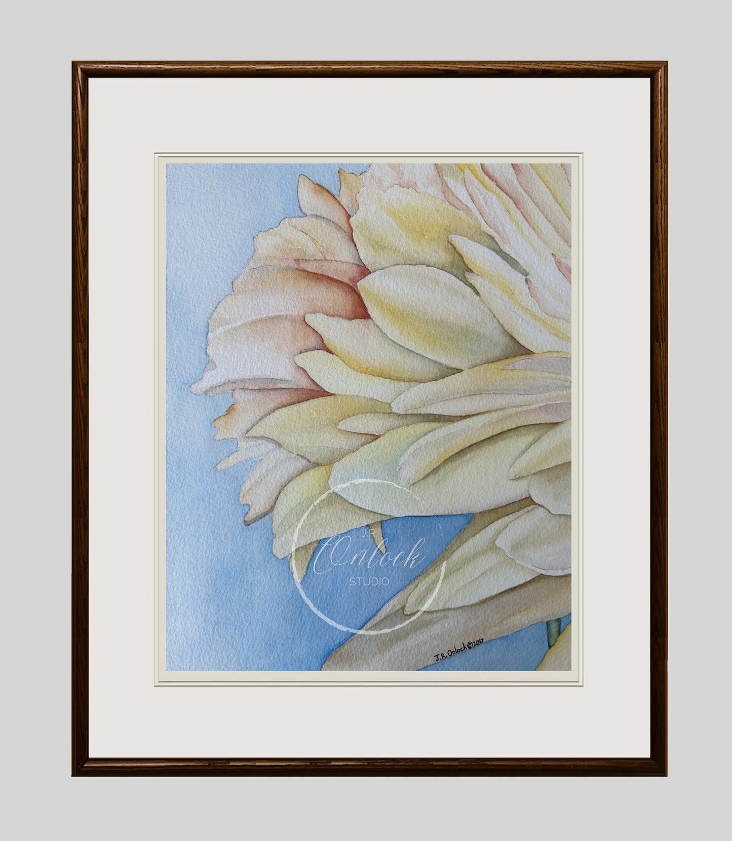 Digital, Blue Sky Bloom, Open Edition from an original painting, yellow flower, see separate listing if purchasing the Print version