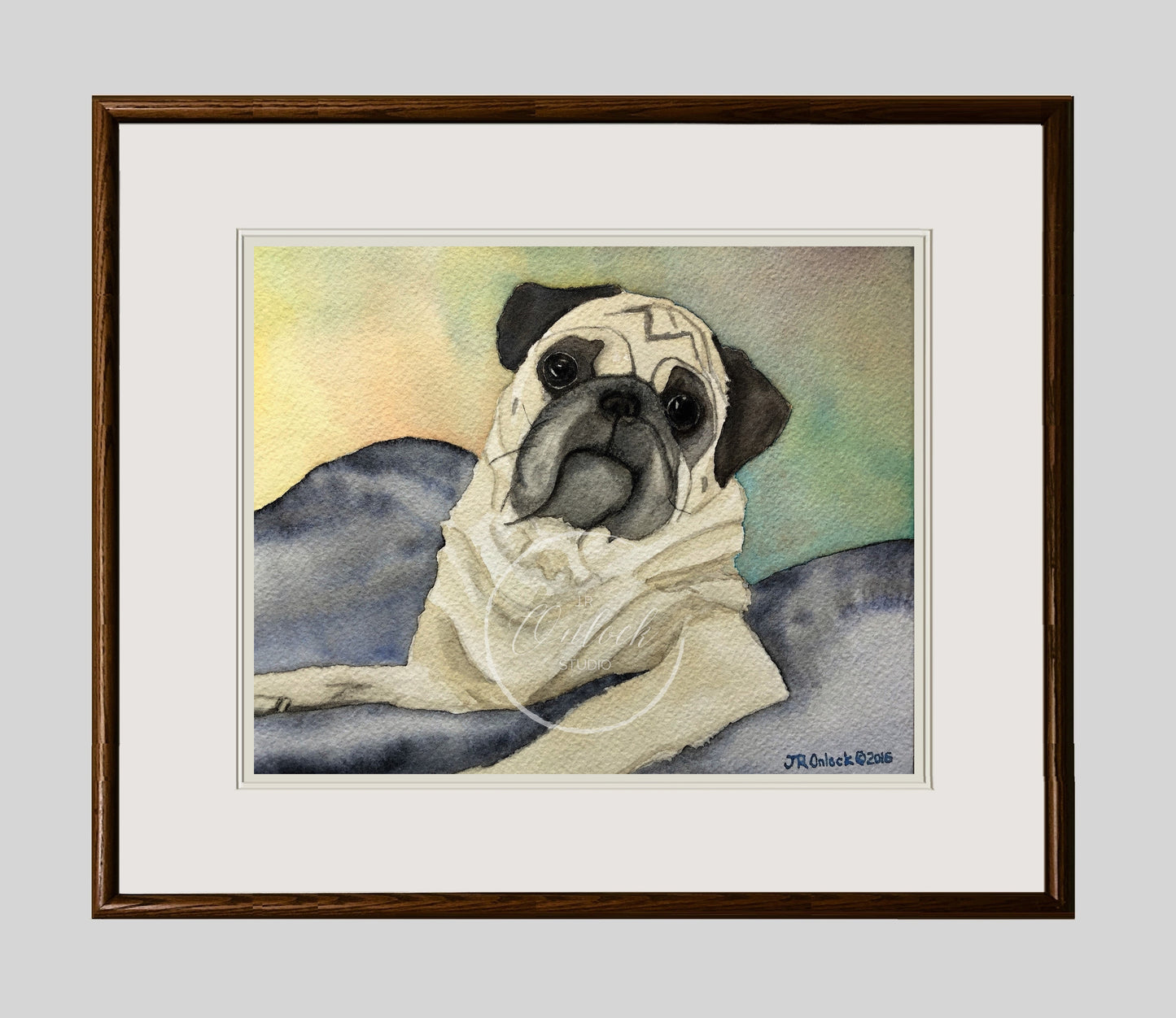 Digital, The Pug Model, Open Edition from an original painting, pug portrait, see separate listing if purchasing the Print version