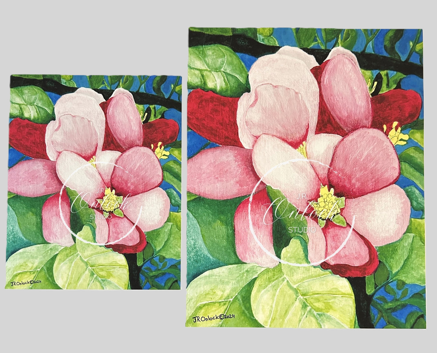 Digital, Pink Magnolia, Open Edition from an original acrylic painting, see separate listings if purchasing the Print or Original painting