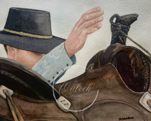 Digital, Steadfast Rider, Open Edition from an original painting, Cowboy, Saddle, see separate listing if purchasing the Print version