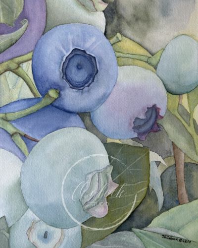 Digital, Summer Blueberry Treasures, Open Edition from an original painting, see separate listing if purchasing the Print version