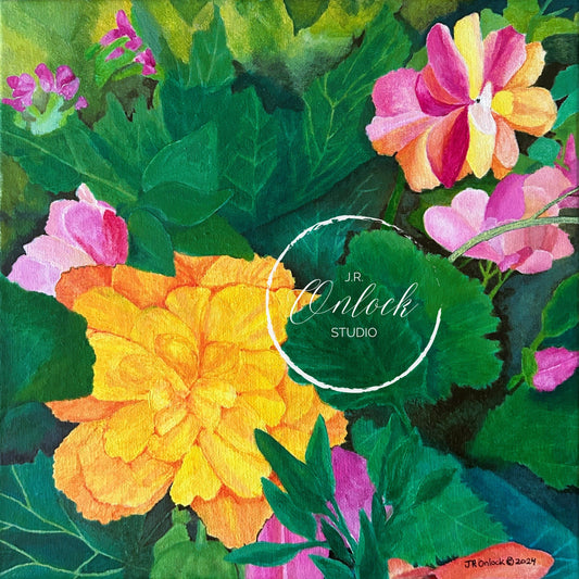 Digital, Midsummer Garden, Open Edition from an original acrylic painting, see separate listings if purchasing the Print or Original painting